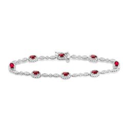 Oval Shape Gemstone & Halo Diamond Bracelet