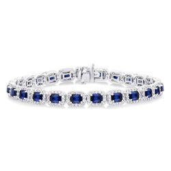 Gemstone & Halo Diamond Bracelet