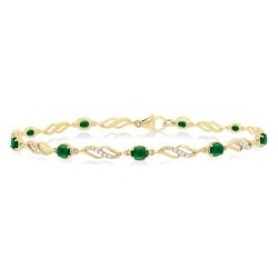 Oval Shape Gemstone & Diamond Bracelet