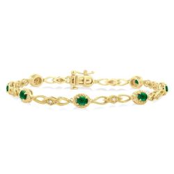 Oval Shape Gemstone & Diamond Fashion Bracelet