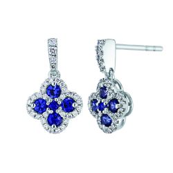 Diamond and Genuine Sapphire Clover Earrings