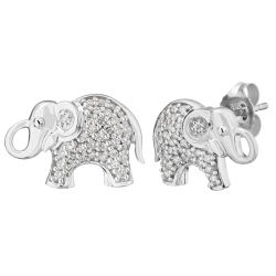 Diamond Elephant Earrings 