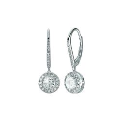 Diamond Round Shaped Composite Leverback Halo Earring 