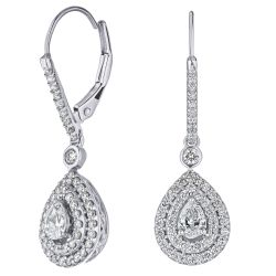 Diamond Pear Shaped Composite Leverback Halo Earring 