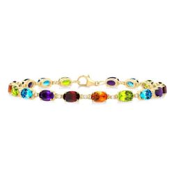 Oval Shape Gemstone & Diamond Bracelet