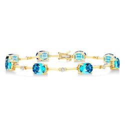 Oval Shape Gemstone & Diamond Bracelet
