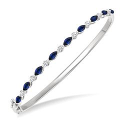 Marquise Shape Gemstone & Diamond Fashion Bangle