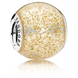 Golden Enamel Glitter Ball Charm