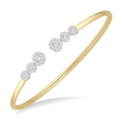 Stackable Round Shape Shine Bright Diamond Open Cuff Bangle