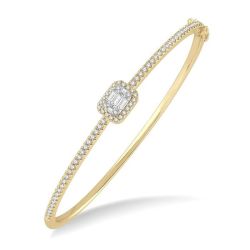 Emerald Shape Halo Fusion Diamond Fashion Bangle