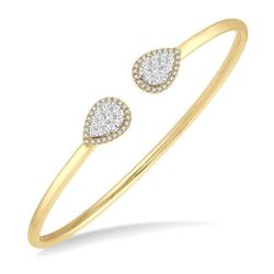 Stackable Pear Shape Halo Shine Bright Essential Diamond Open Cuff Bangle