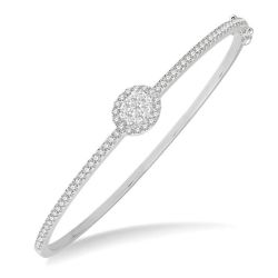 Stackable Oval Shape Halo Shine Bright Essential Diamond Bangle