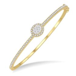 Stackable Oval Shape Halo Shine Bright Essential Diamond Bangle