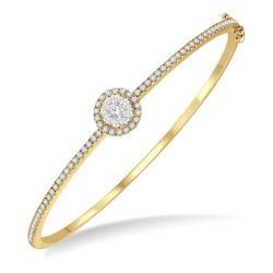 Stackable Round Shape Halo Shine Bright Essential Diamond Bangle