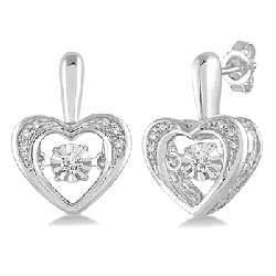 Silver Heart Shape Emotion Diamond Earrings