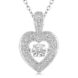 Silver Heart Shape Emotion Diamond Pendant