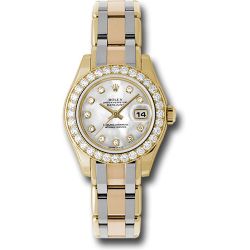  *Pre-Owned* Rolex Yellow Gold Lady-Datejust Pearlmaster 29 Watch - 32 Diamond Bezel - Mother-Of-Pearl Diamond Dial