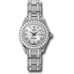  *Pre-Owned* Rolex White Gold Lady-Datejust Pearlmaster 29 Watch - 32 Diamond Bezel - Silver Jubilee Diamond Dial