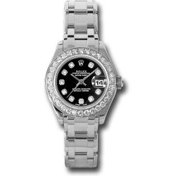  *Pre-Owned* Rolex White Gold Lady-Datejust Pearlmaster 29 Watch - 32 Diamond Bezel - Black Diamond Dial