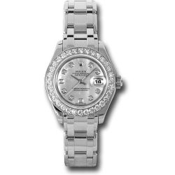 *Pre-Owned* Rolex White Gold Lady-Datejust Pearlmaster 29 Watch - 32 Diamond Bezel - Mother-Of-Pearl Diamond Dial