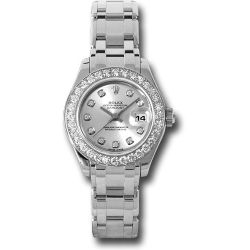  *Pre-Owned* Rolex White Gold Lady-Datejust Pearlmaster 29 Watch - 32 Diamond Bezel - Silver Diamond Dial