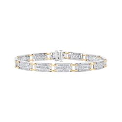 Diamond Men's Channel Set Two Tone Bracelet
