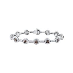 Diamond and Brown Round Halo Tennis Bracelet
