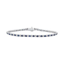 Diamond and Genuine Sapphire Alternating Tennis Bracelet