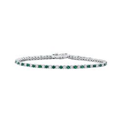 Diamond and Genuine Emerald Prong Set Bangle Bracelet