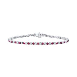 Diamond and Genuine Ruby Alternating Bangle Bracelet