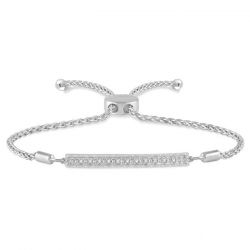 Silver Bar Lariat Diamond Bracelet