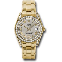  *Pre-Owned* Rolex Yellow Gold Datejust Pearlmaster 34 Watch - 34 Diamond Bezel - Silver Roman Dial
