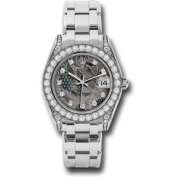  *Pre-Owned* Rolex White Gold Datejust Pearlmaster 34 Watch - 34 Diamond Bezel - Goldust Dream Diamond Dial