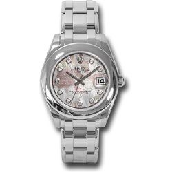  *Pre-Owned* Rolex White Gold Datejust Pearlmaster 34 Watch - Domed Bezel - Goldust Dream Mother-Of-Pearl Diamond Dial