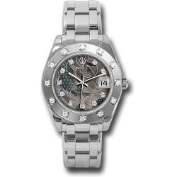  *Pre-Owned* Rolex White Gold Datejust Pearlmaster 34 Watch - 12 Diamond Bezel - Goldust Dream Diamond Dial