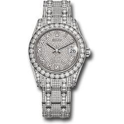  *Pre-Owned* Rolex White Gold Pearlmaster 34 Watch - Diamond Lugs - Diamond Bezel - Diamond-Paved Roman Dial - Diamond Pearlmaster Bracelet