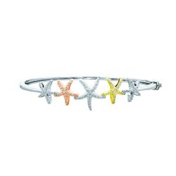Diamond Graduated Star Fish Bangle Bracelet