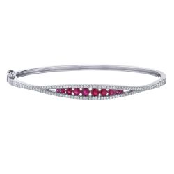 Diamond and Genuine Ruby Graduated Bangle Bracelet