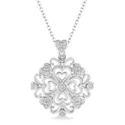 Heart Shape Silver Diamond Fashion Pendant