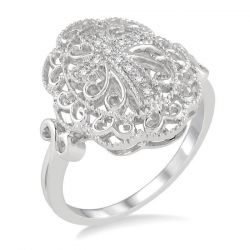 Silver Cross Diamond Fashion Ring