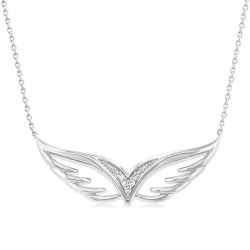 Bramble Nova Silver Angel Wings Diamond Fashion Pendant