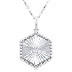 Silver Hexagon Shape Diamond Pendant