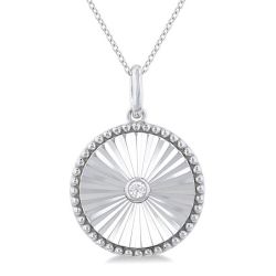Silver Circle Shape Fluted Medallion Diamond Pendant