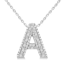 Silver Bubble 'A' Initial Diamond Pendant