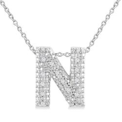 Silver Bubble 'N' Initial Diamond Pendant