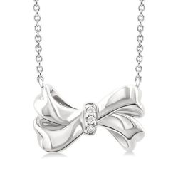 Silver Bow Diamond Fashion Pendant
