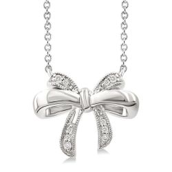 Silver Bow Diamond Fashion Pendant