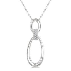 Silver Bold Oval Link Diamond Pendant