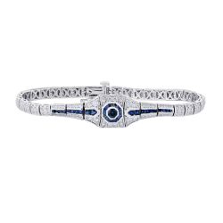Diamond  and Genuine Sapphire Vintage Style Bracelet