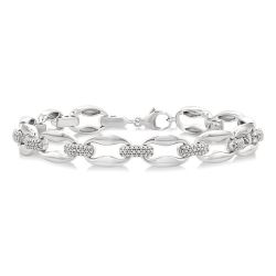 Silver Bold Link Diamond Fashion Bracelet